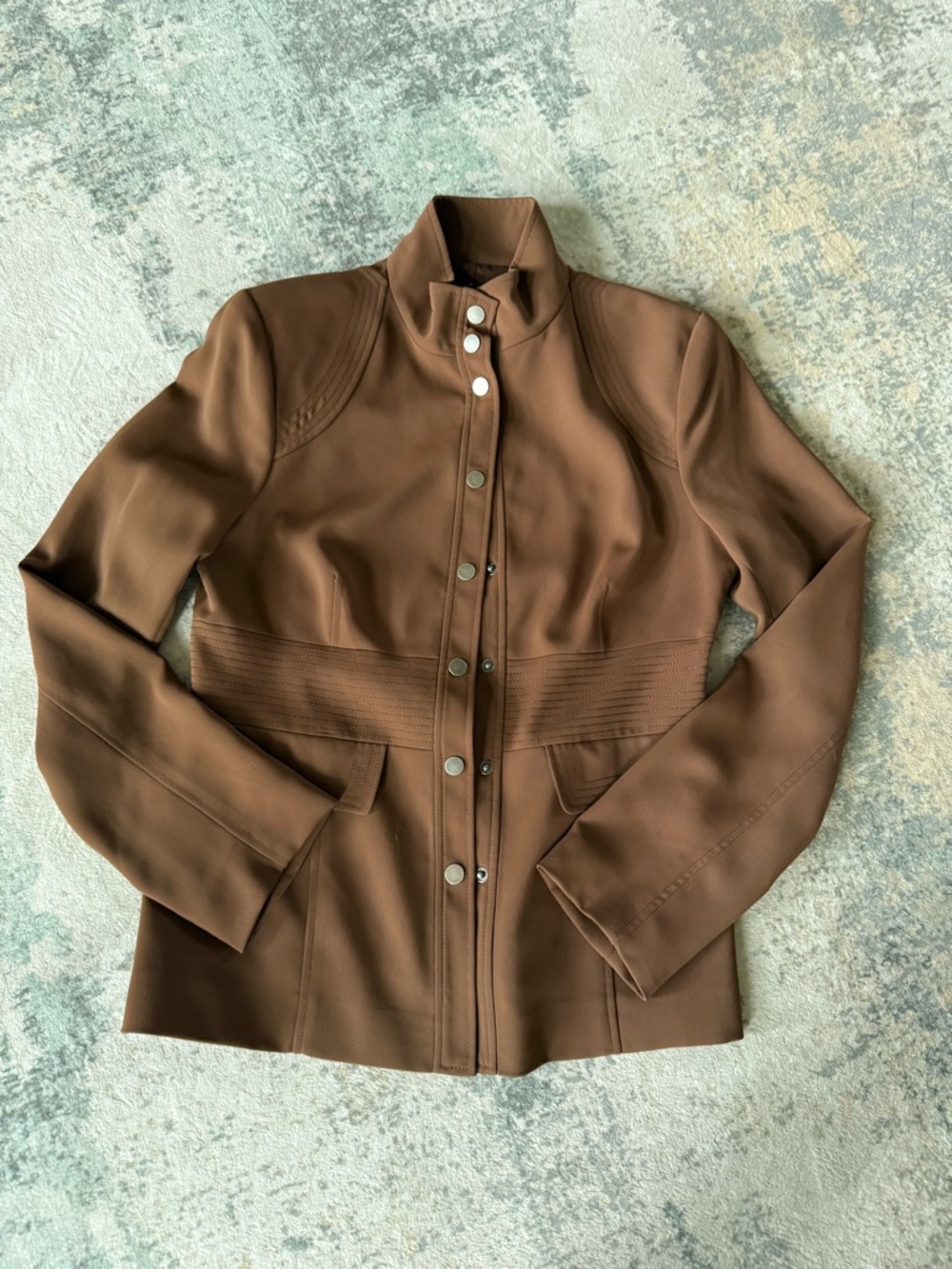 Yansi Fugel Brown Snap-Front Women's Blazer/Jacket, Size 10